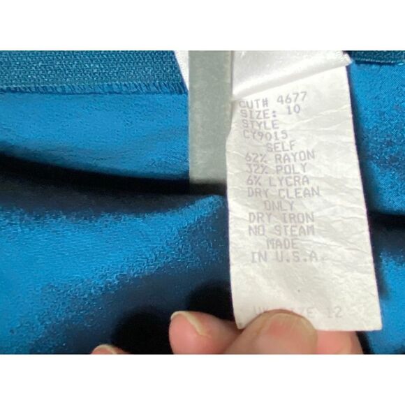 Tadashi Blue Satin Ruched Jacket Sz 12 & Maxi Skirt Sz 8 Formal Evening Set - Picture 8 of 9